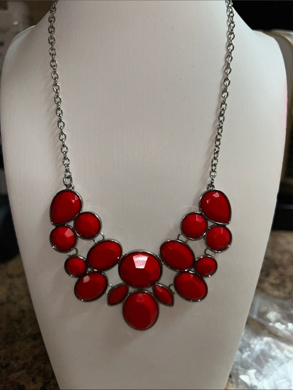 Red Statement Bib Necklace - Women Jewelry